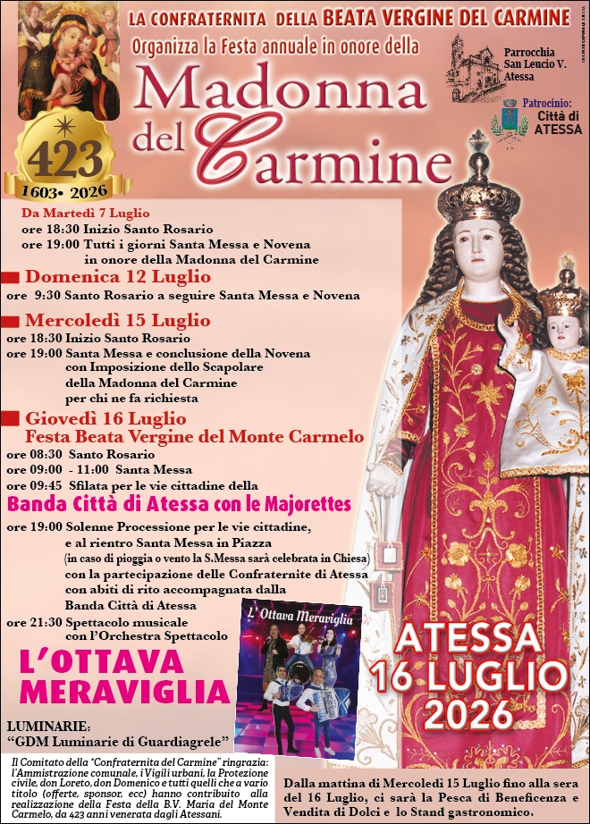 Festa della Madonna del Carmine 2026 ad Atessa